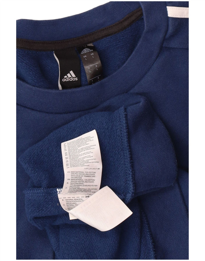 ADIDAS Hombre Sudadera Jumper Grande Azul Marino Algodón