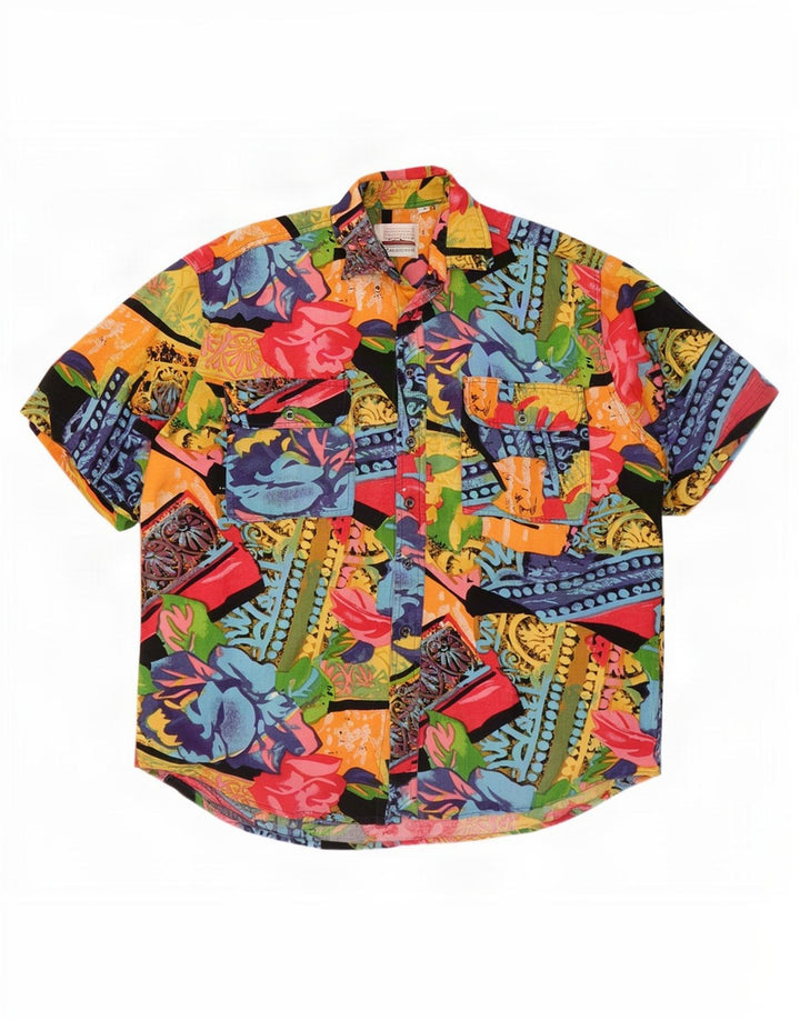 Central Park Camisa hawaiana de manga corta para hombre, talla mediana, multicolor floral