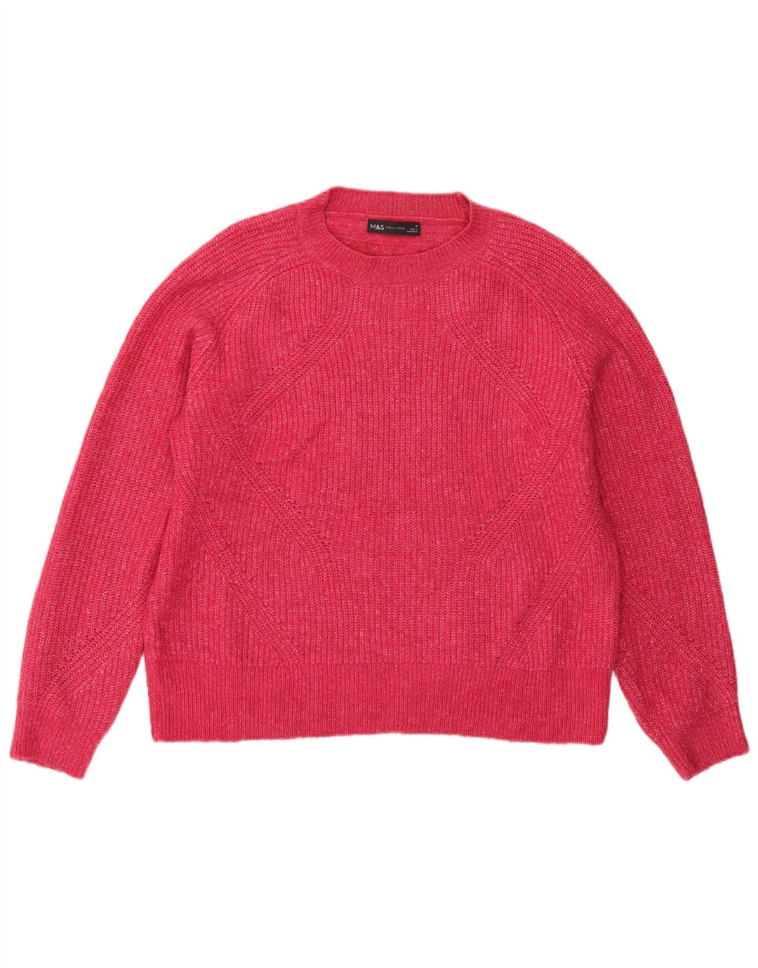 Marks & Spencer Suéter tipo jersey con cuello redondo para mujer, Reino Unido 44, mediano, moteado en rosa