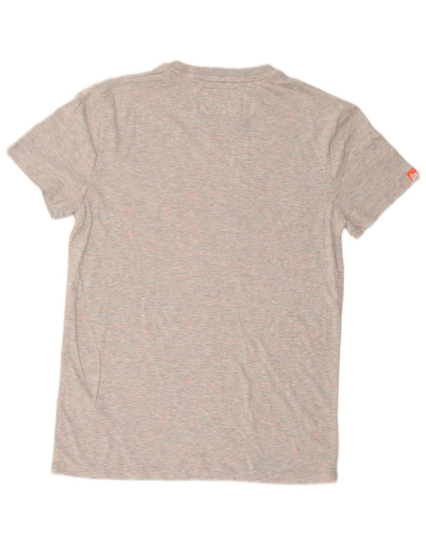 SUPERDRY Hombre Camiseta Top Algodón Moteado Gris Medio