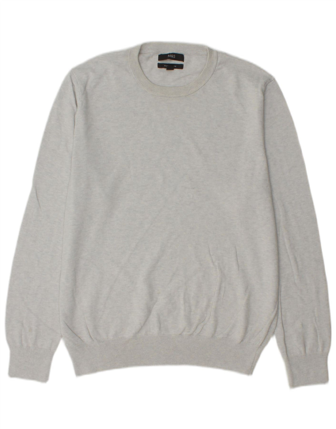 Marks & Spencer - Jersey de cuello redondo para hombre, talla grande, algodón gris