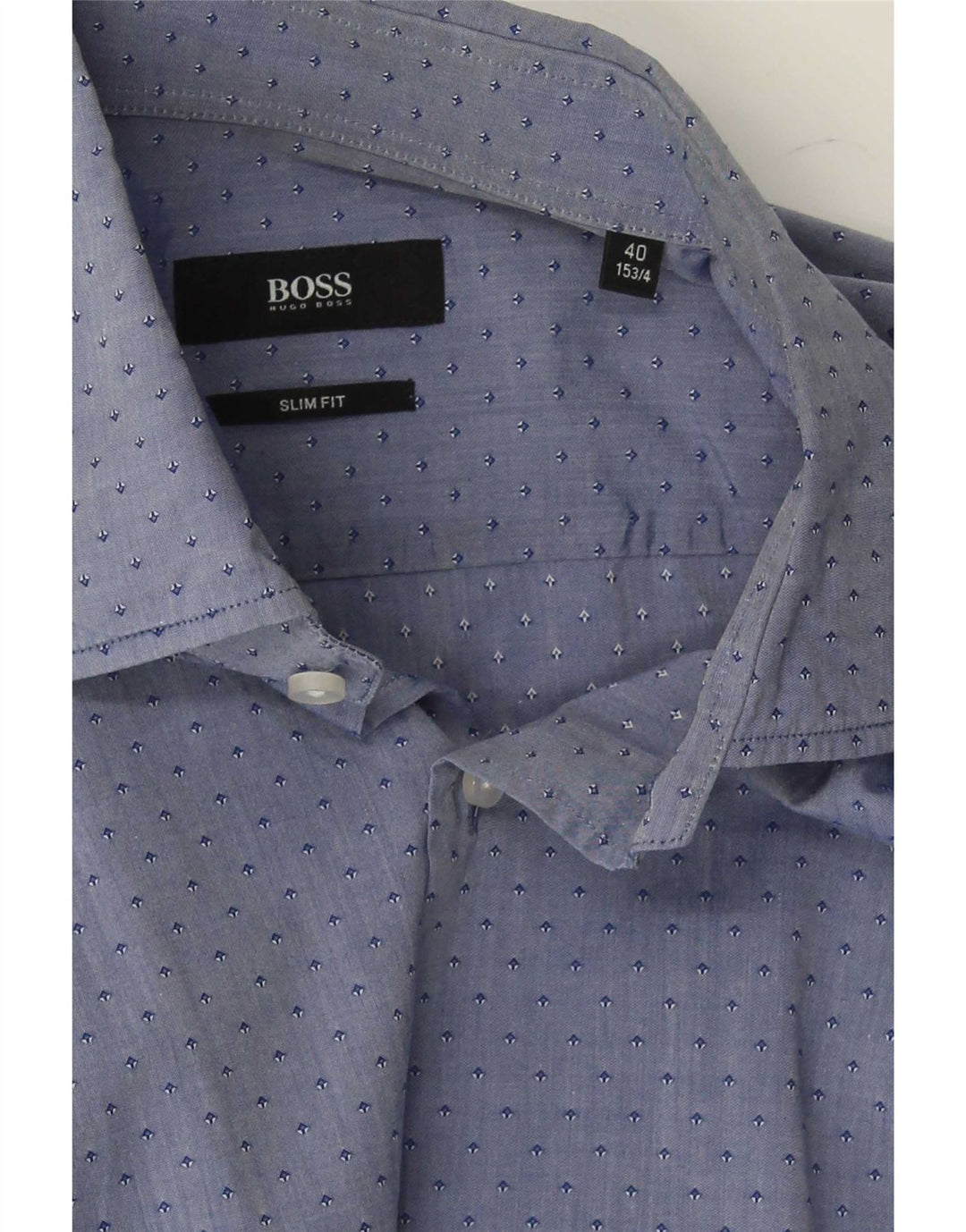 Hugo Boss Camisa ajustada para hombre Talla 15 3/4 40 Medio azul manchado