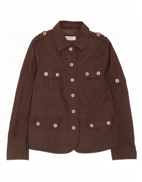 Sasha Chaqueta militar para mujer UK 12 Algodón marrón medio