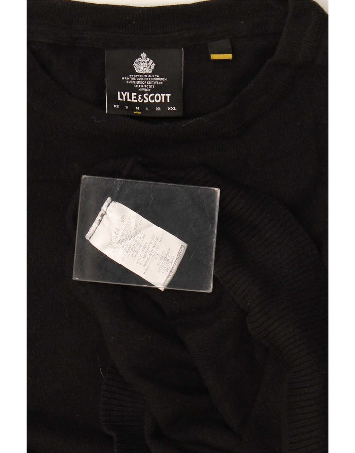 Lyle & Scott Jersey de cuello redondo para hombre de algodón negro mediano