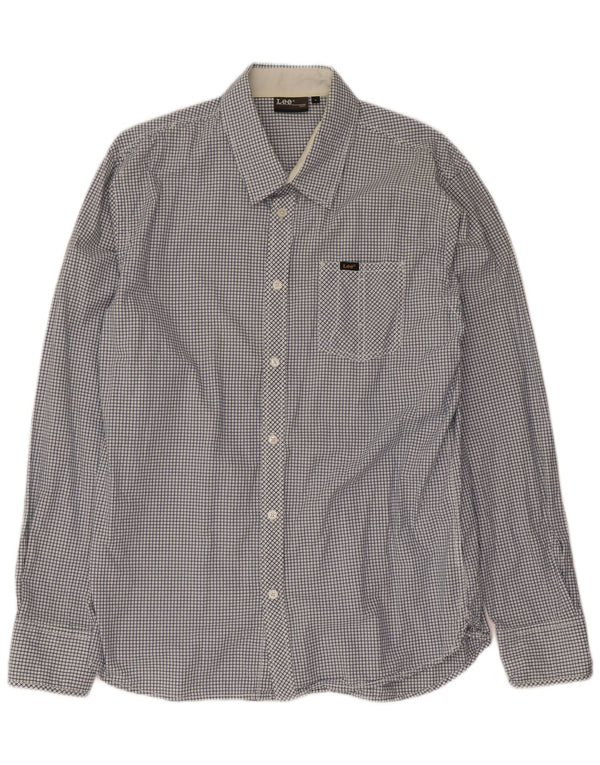 Camisa Lee para hombre de algodón a cuadros azules grandes