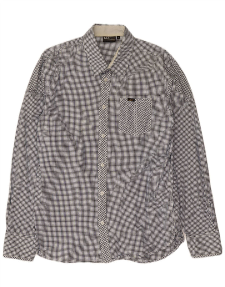 Camisa Lee para hombre de algodón a cuadros azules grandes