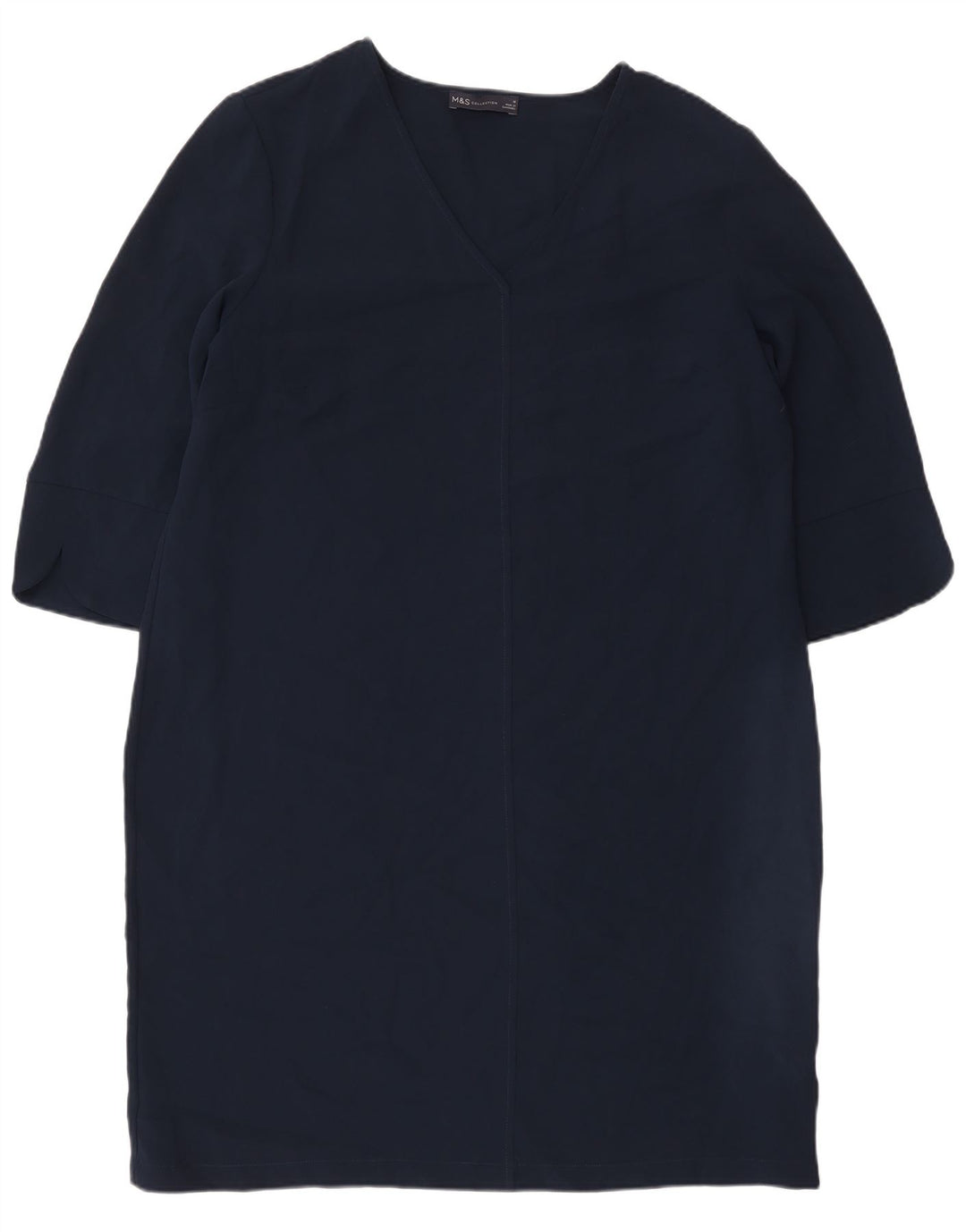 Marks & Spencer Vestido recto de manga 3/4 para mujer UK 46 Grande Azul marino