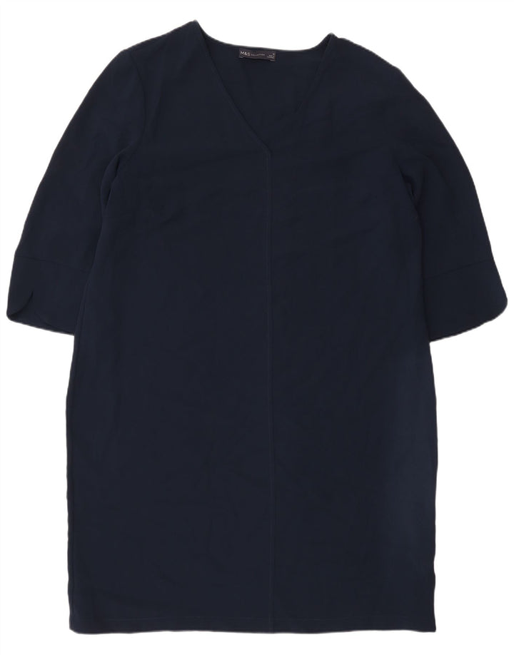Marks & Spencer Vestido recto de manga 3/4 para mujer UK 46 Grande Azul marino