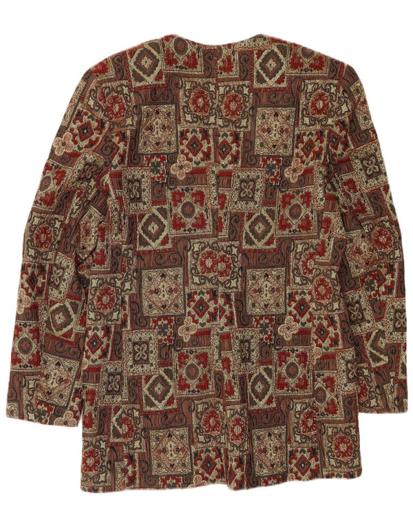 Vintage mujer 3 botones Blazer chaqueta IT 46 acetato de patchwork marrón grande