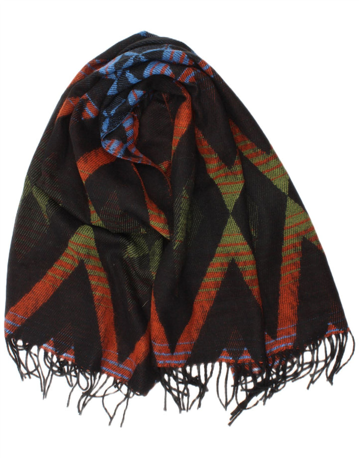 Vintage mujer patrón abstracto rectángulo bufanda talla única negro geométrico