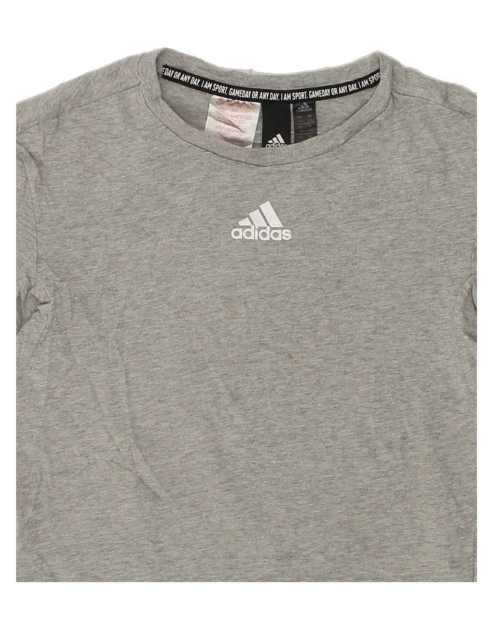 ADIDAS Girls T-Shirt Top 7-8 Years Grey Cotton | Vintage Adidas | Thrift | Second-Hand Adidas | Used Clothing | Messina Hembry 