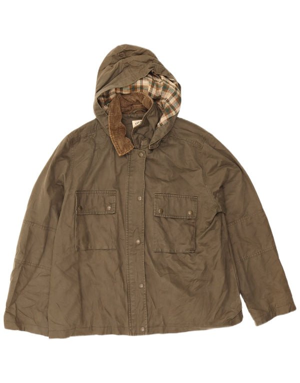 Chaqueta de algodón encerado extragrande con capucha para mujer de Fat Face UK 46 Large Khaki