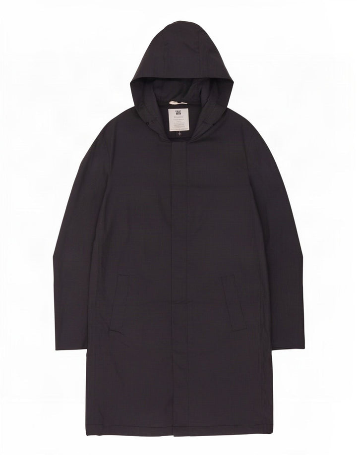 Zara Abrigo con capucha para hombre UK 40 Grande Poliéster de pata de gallo negro