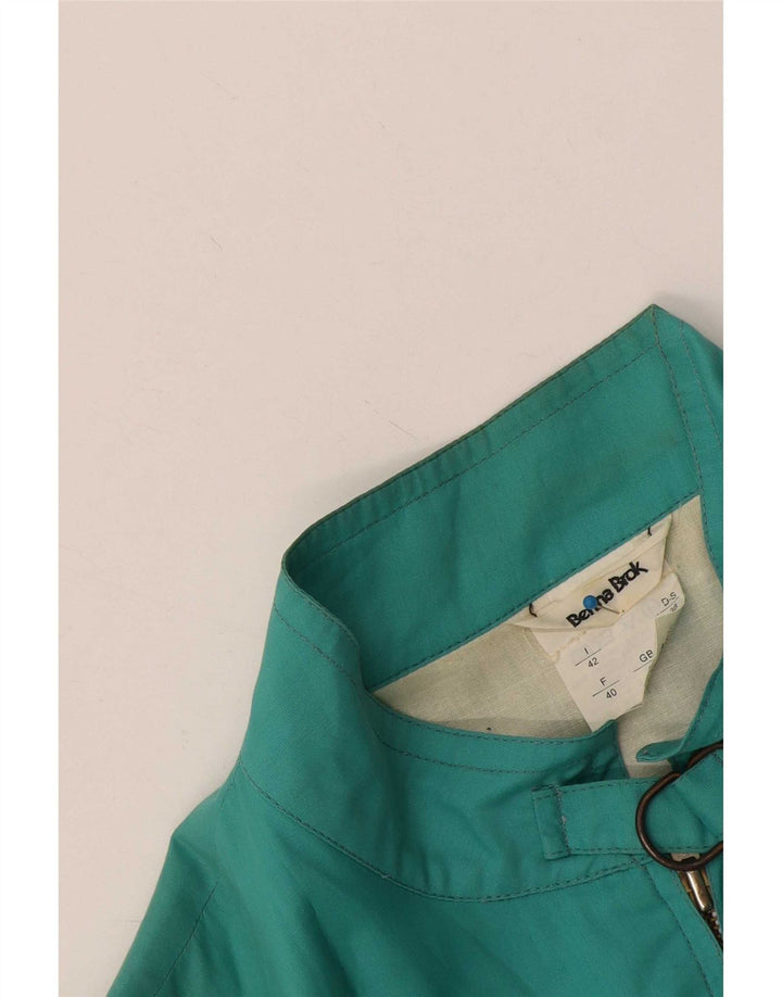 Vintage mujer bomber chaqueta Reino Unido 12 medio turquesa colorblock poliéster