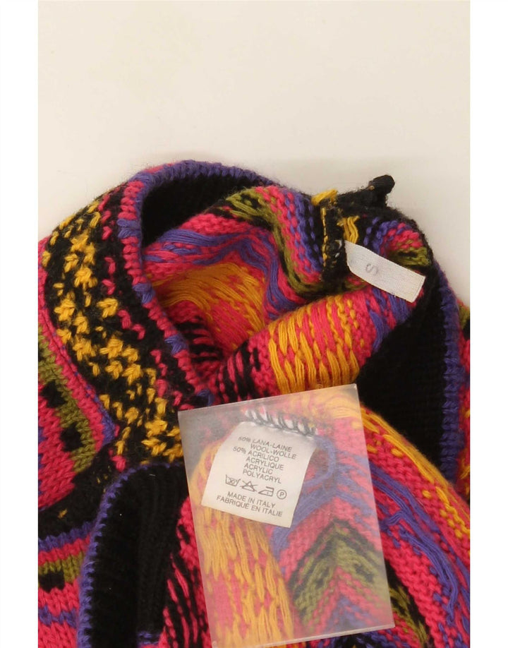 Vintage mujer tortuga cuello jersey suéter Reino Unido 10 pequeño multicolor