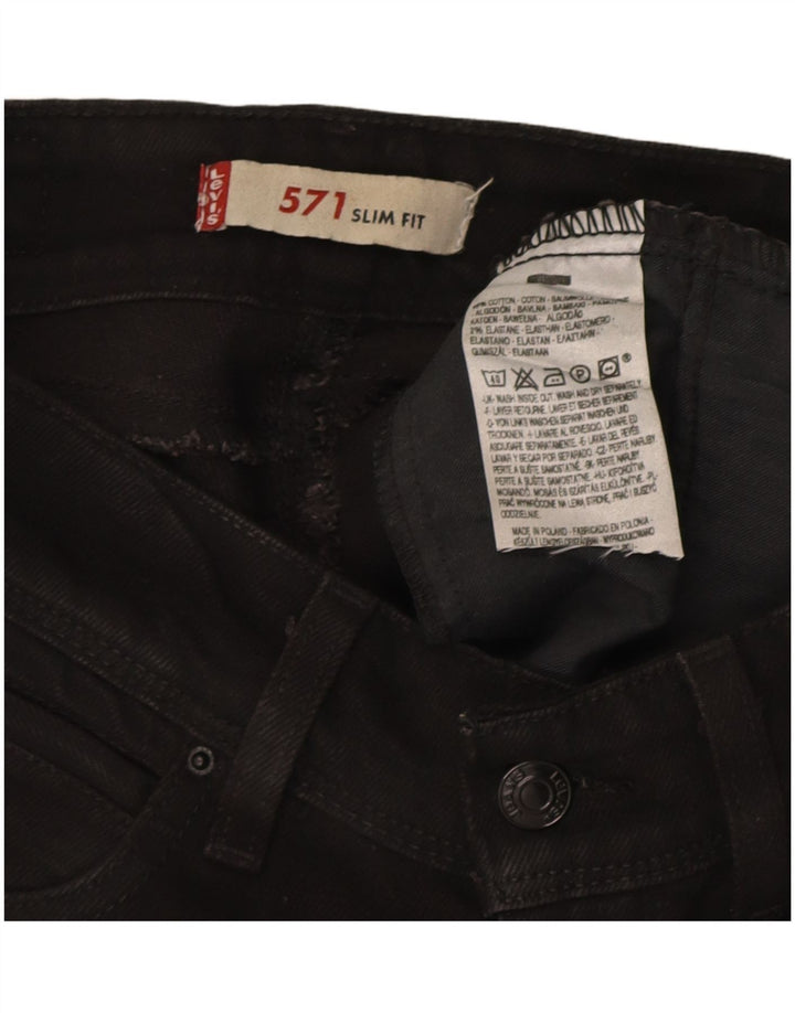 Levi's Mujer 571 Slim Jeans W26 L30 Algodón Negro