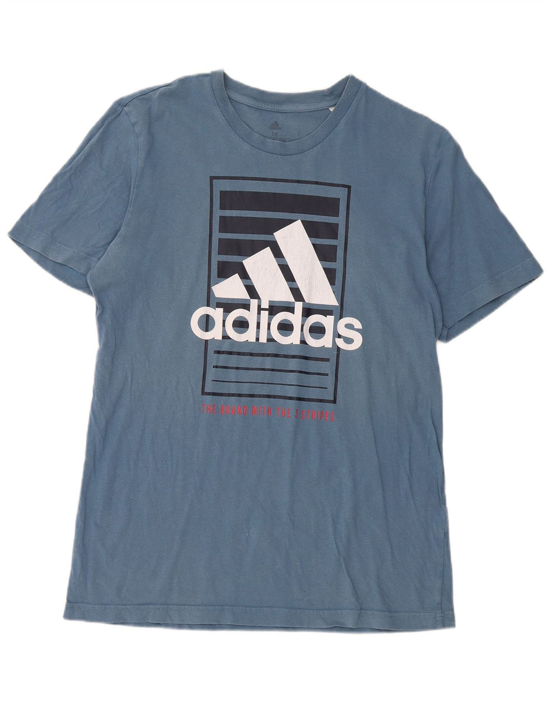 Adidas Hombre Camiseta Gráfica Top Azul Medio
