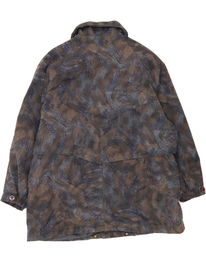 NEWPORT Womens Abstract Pattern Windbreaker Coat UK 22 3XL Navy Blue Vintage Newport and Second-Hand Newport from Messina Hembry 