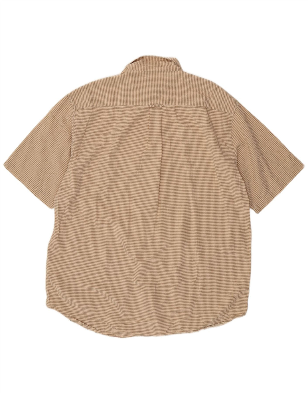 EDDIE BAUER Camisa alta de manga corta para hombre XL Algodón a cuadros beige