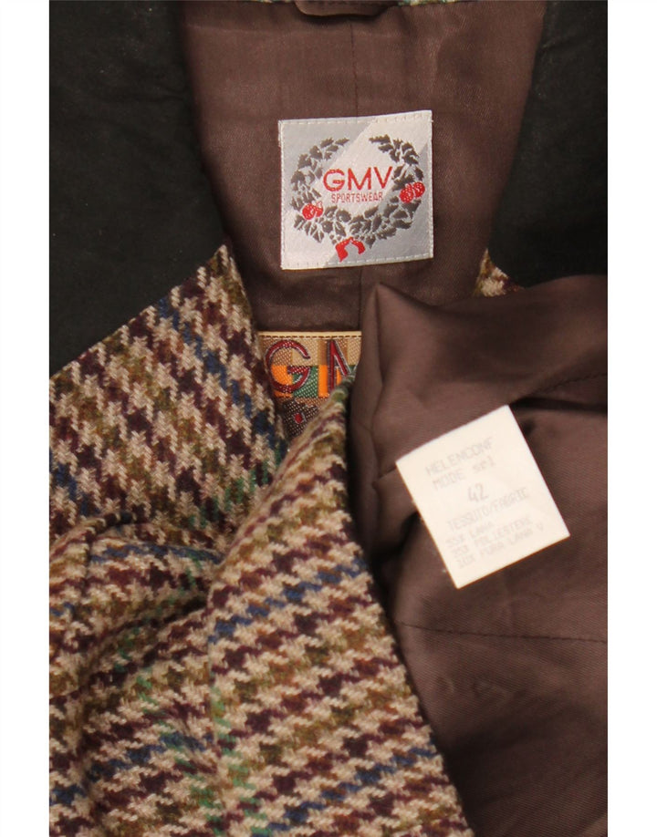 Vintage mujer crop blazer chaqueta IT 42 mediano multicolor pata de gallo