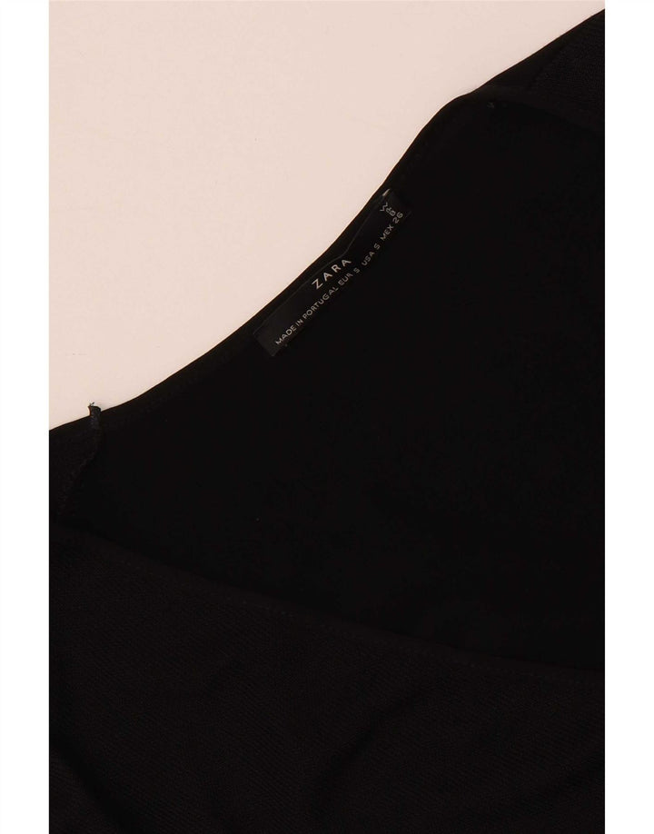 Zara Mujer Top Extragrande Manga Larga UK 10 Small Negro