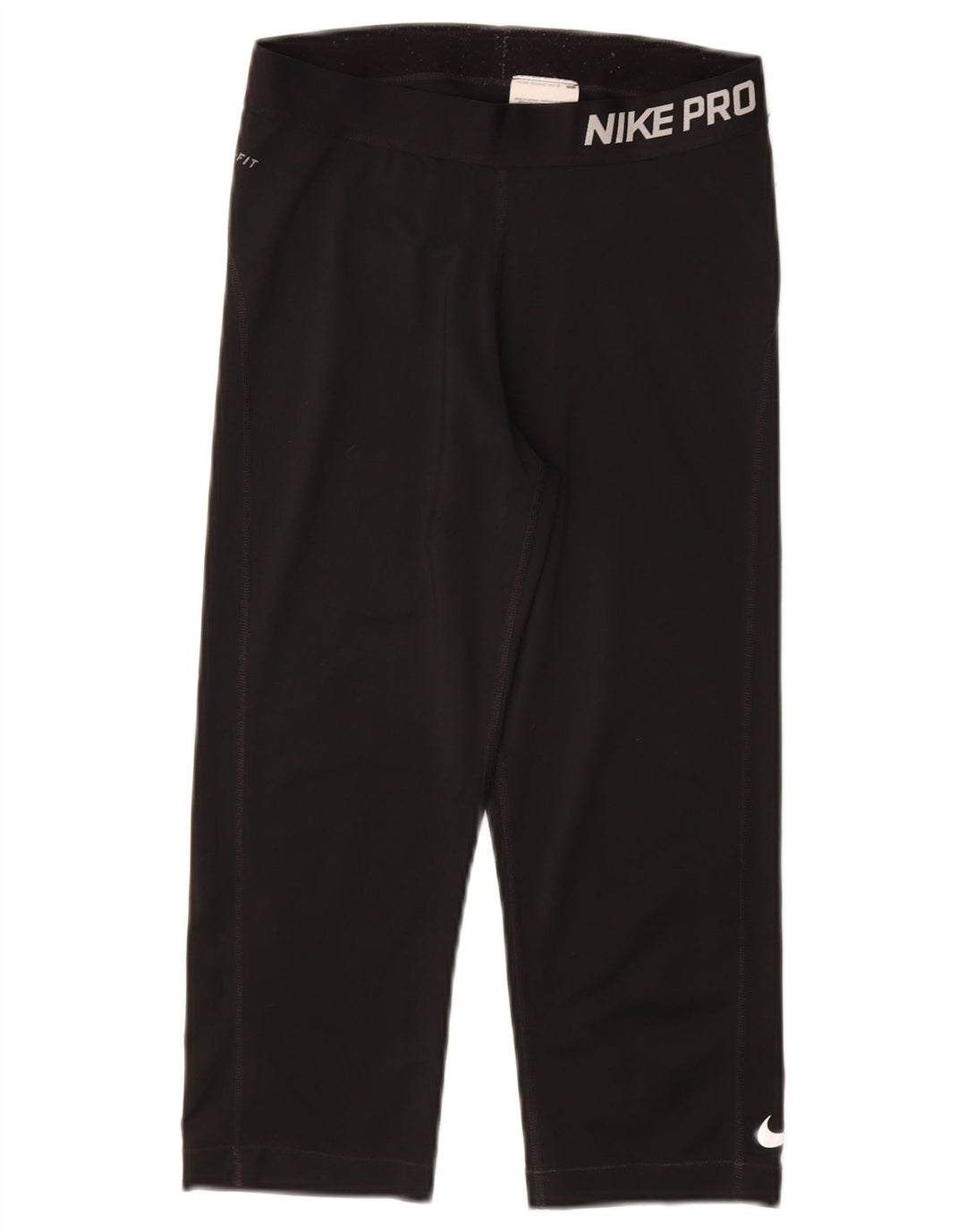 NIKE Leggings capri gráficos Dri Fit para mujer UK 12 Mediano Negro Poliéster