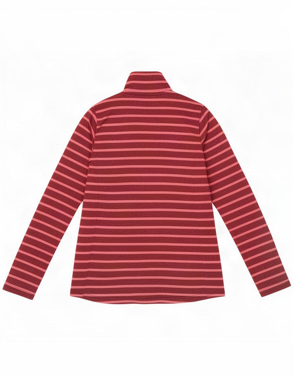 Mountain Warehouse Camiseta con cuello y cremallera para mujer, manga larga, UK 6 XS Granate a rayas