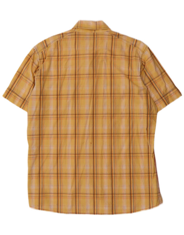 Angelo Litrico Camisa de manga corta para hombre Talla 43/44 XL Algodón a cuadros amarillo