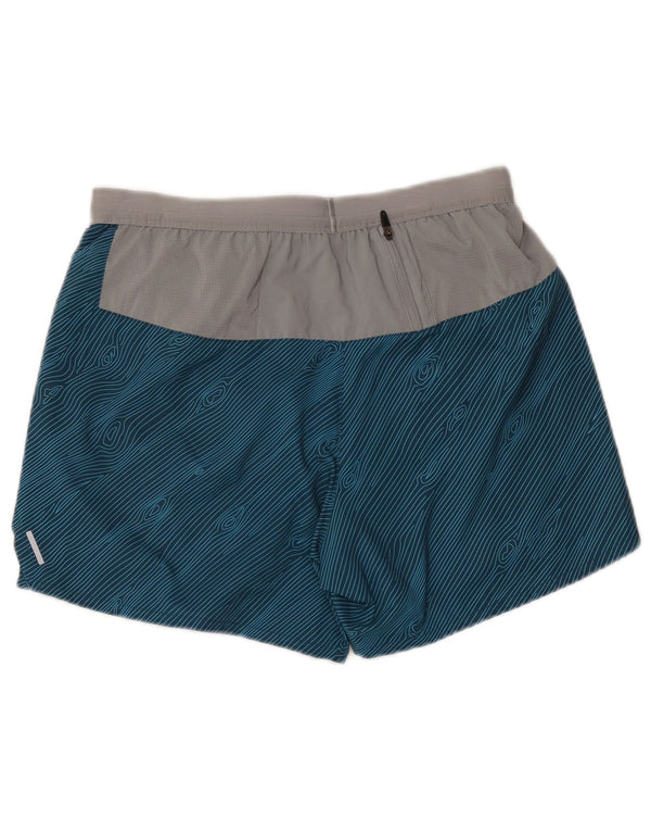 Nike Pantalones cortos deportivos Dri Fit para mujer UK 44 Azul medio Poliéster con bloques de color