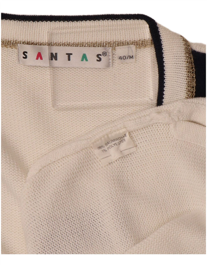 VINTAGE Mujer Oversize Longline Cardigan Suéter Reino Unido 14 Medio Blanco