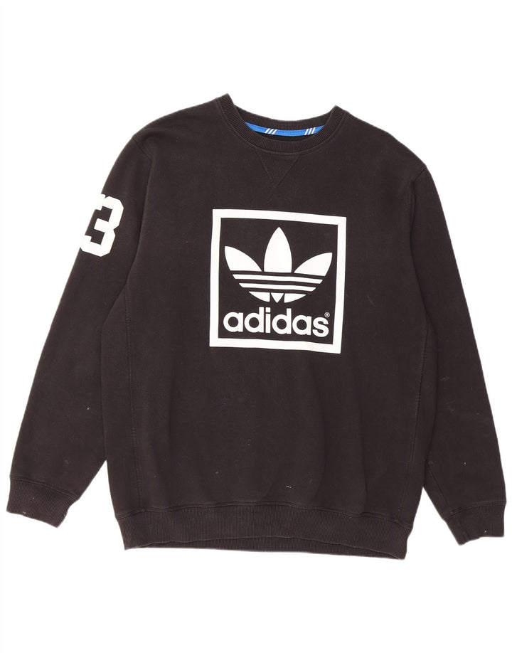 Adidas Hombre Sudadera Gráfica Jumper Grande Algodón Negro