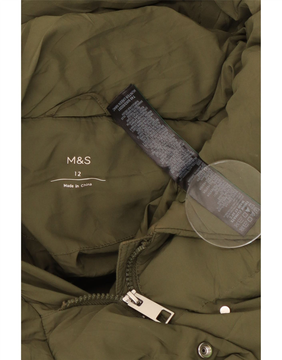 Marks & Spencer Chaleco acolchado con capucha para mujer UK 40 Poliéster verde medio