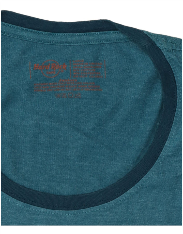 HARD ROCK CAFE Camiseta gráfica bonita para mujer Top UK 40 Algodón azul grande