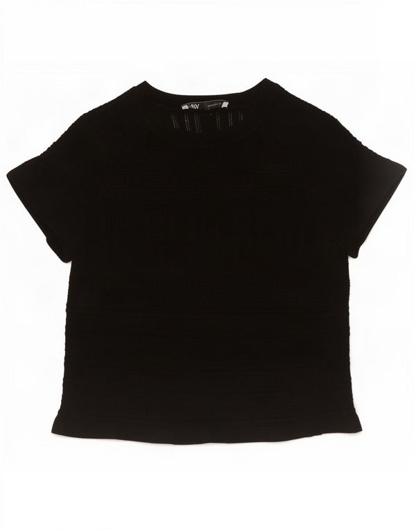 Zara Mujer Crop Knit Blusa Top UK 42 Medium Negro