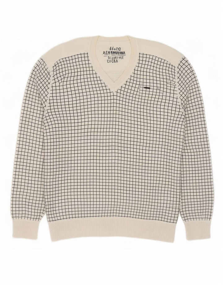 Jack & Jones Jersey con Cuello en V para Hombre XL White Check Cotton