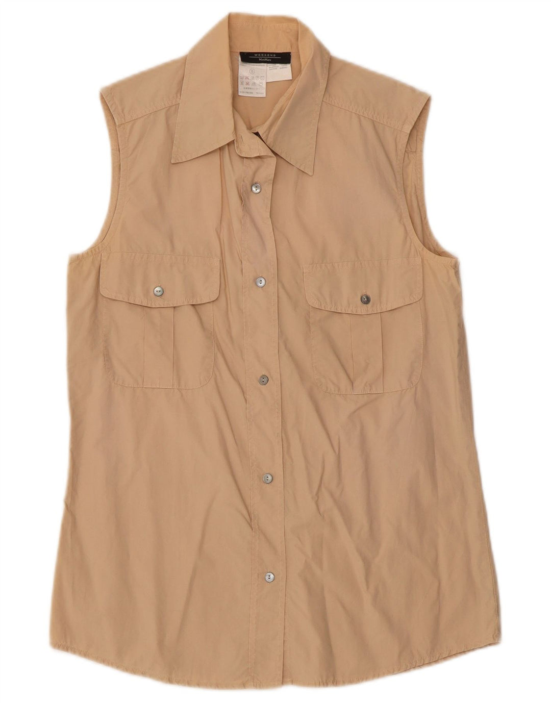 Max Mara Camisa sin mangas de fin de semana para mujer UK 10 Small Beige Cotton