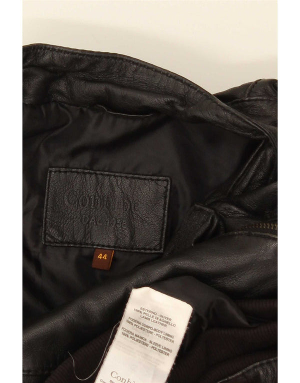 Conbipel Chaqueta Bomber De Cuero Para Mujer IT 44 Medium Cuero Negro