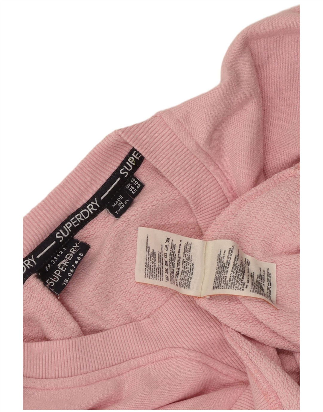 Superdry Sudadera extragrande con estampado gráfico para mujer, talla 40, color rosa