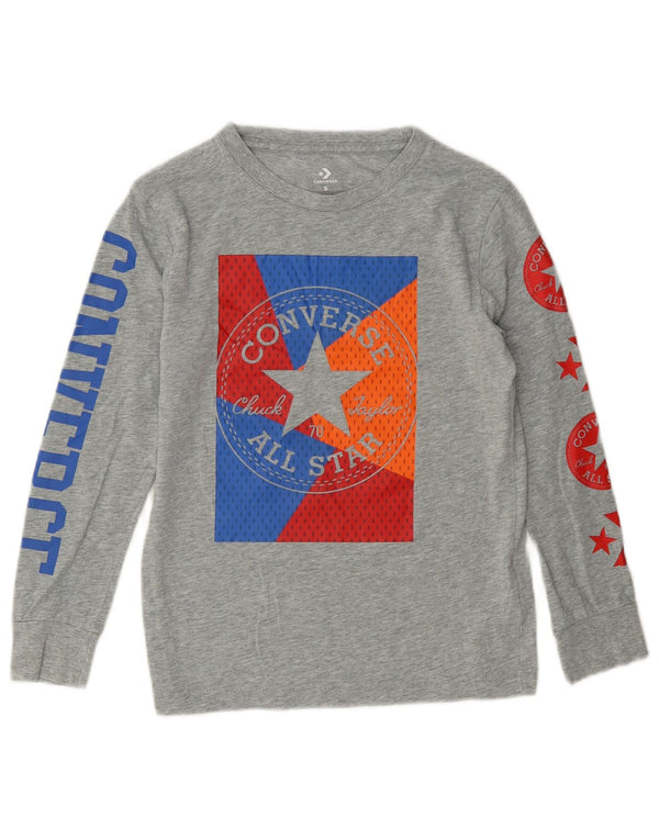 Converse Boys Graphic Top Manga Larga 8-9 Años Pequeño Gris Algodón