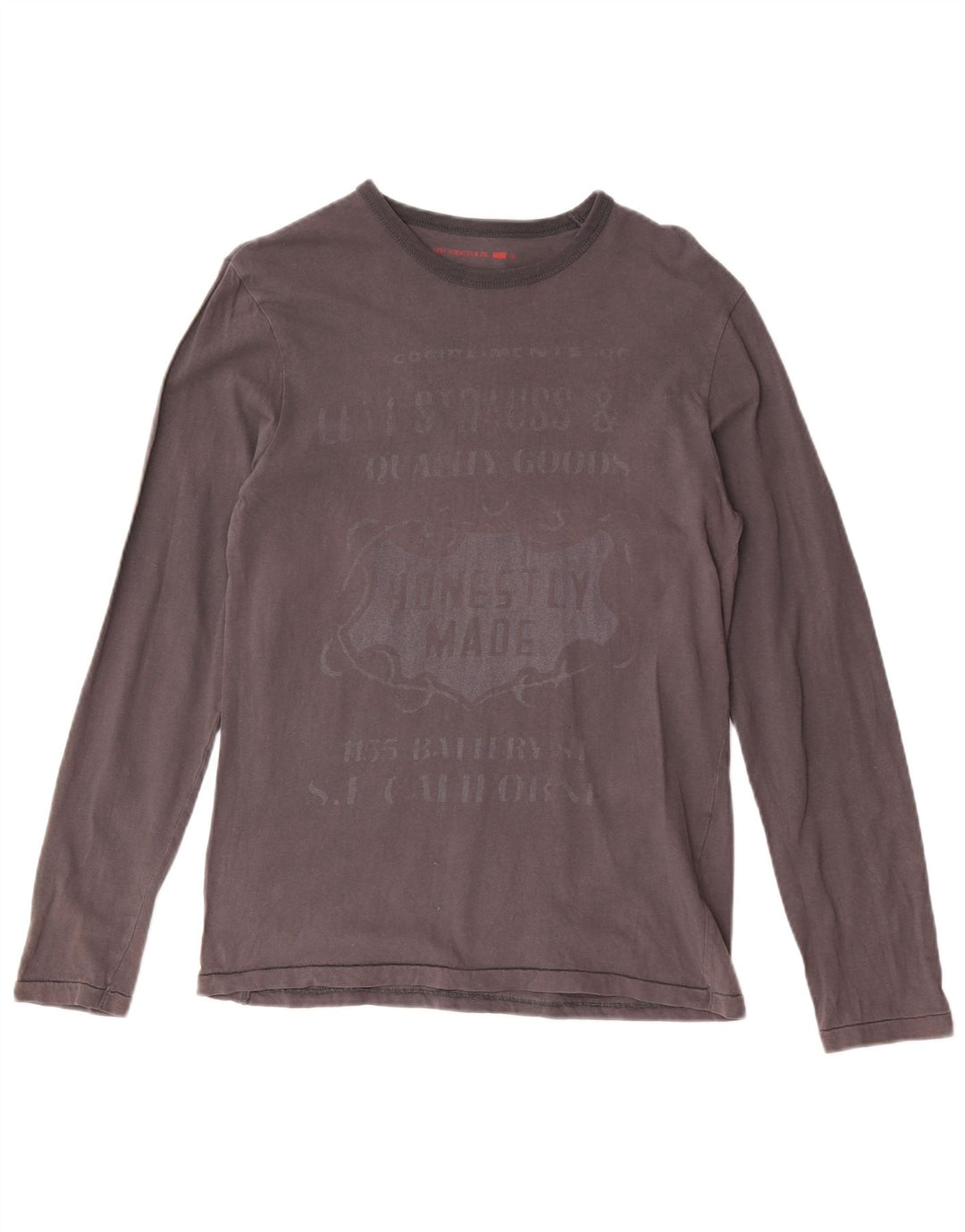 Levi's Mens Graphic Top Manga Larga Pequeño Algodón Gris