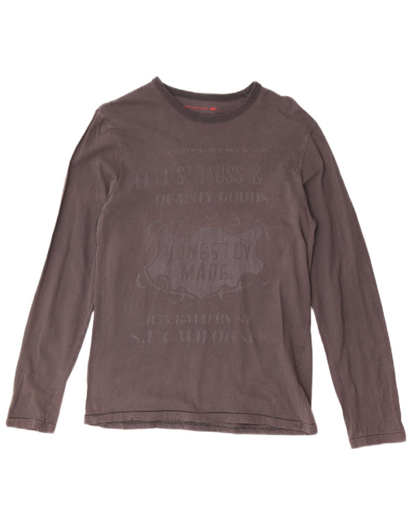 Levi's Mens Graphic Top Manga Larga Pequeño Algodón Gris