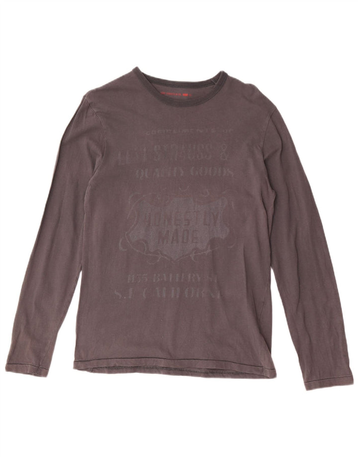 Levi's Mens Graphic Top Manga Larga Pequeño Algodón Gris