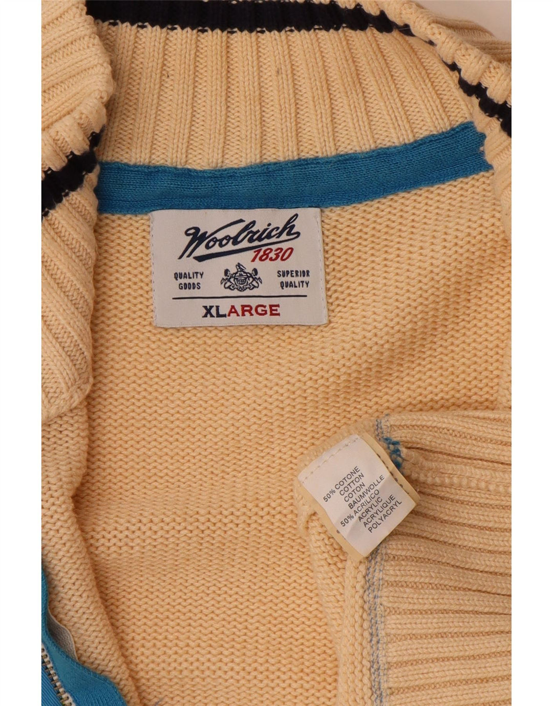 WOOLRICH Cárdigan gráfico para hombre XL Algodón beige