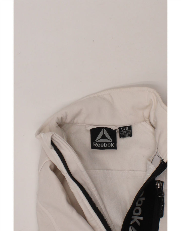 REEBOK Boys Graphic Tracksuit Top Jacket 5-6 Years Off White Polyester Vintage Reebok and Second-Hand Reebok from Messina Hembry 