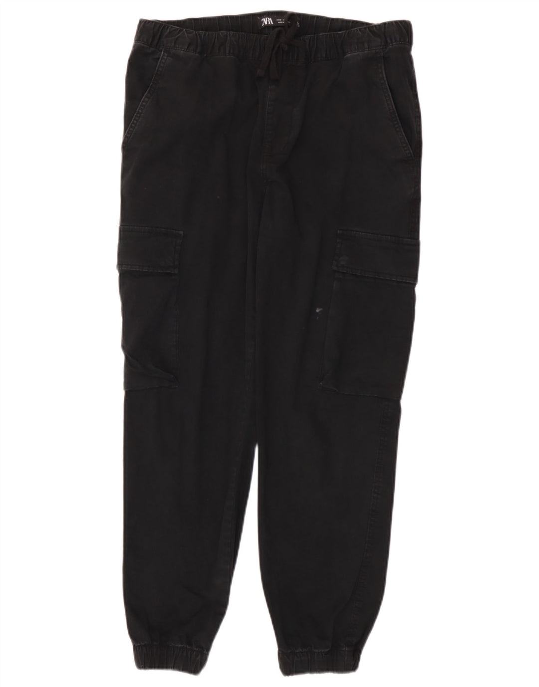 Zara Hombre Joggers Pantalones Cargo Medianos W31 L26 Algodón Negro