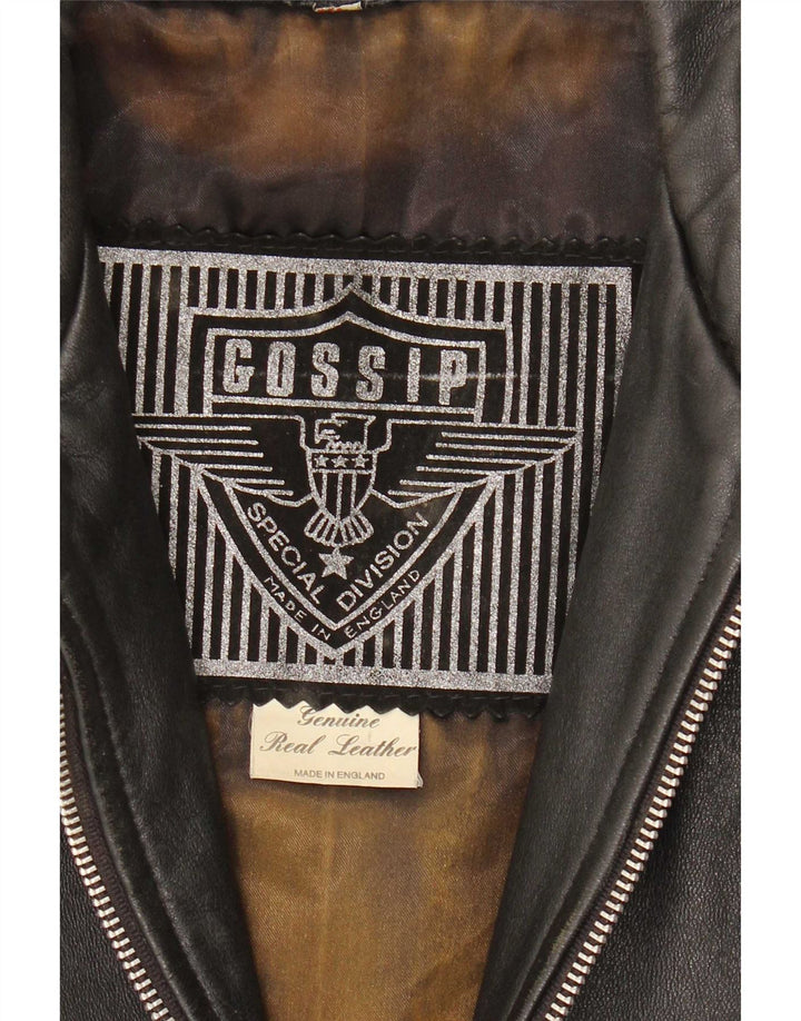 Gossip Chaleco de cuero para mujer UK 42 Mediano Negro