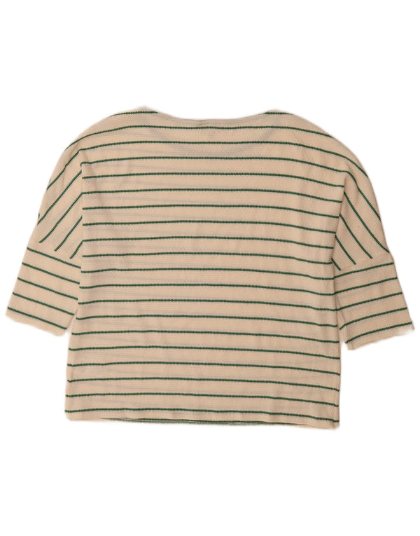 Phase Eight Top para mujer manga 3/4 UK 42 Algodón a rayas blanco mediano