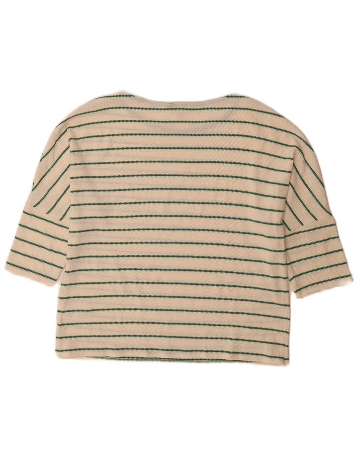 Phase Eight Top para mujer manga 3/4 UK 42 Algodón a rayas blanco mediano