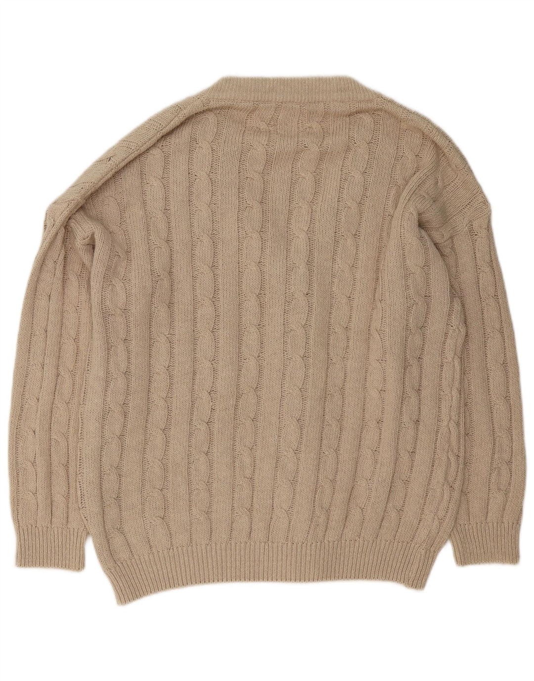 VINTAGE Hombres Cardigan Suéter Grande Algodón Beige