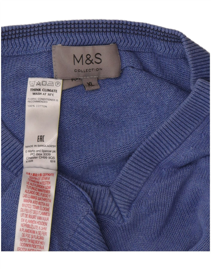 Marks & Spencer Jersey con cuello en V para hombre XL Algodón azul